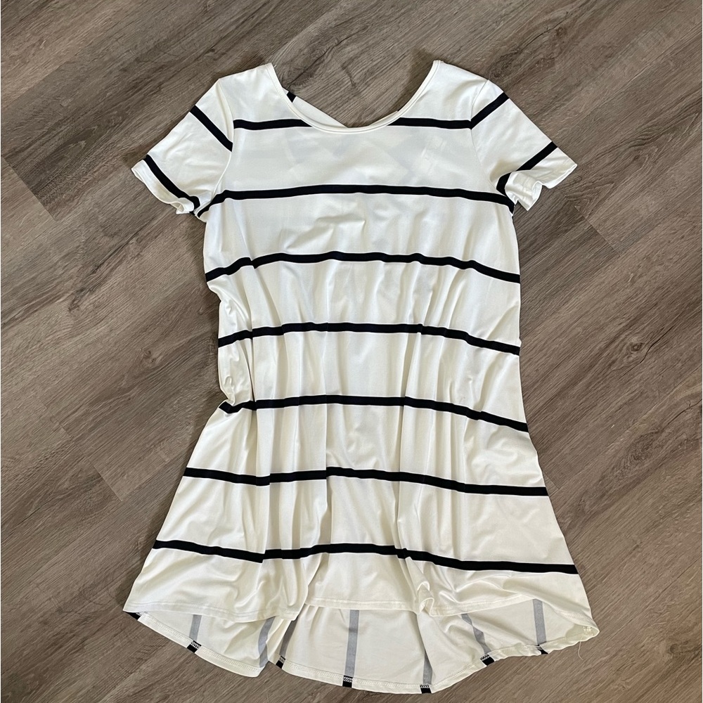 LEX boutique Cream and Black Striped Dress/Tunic